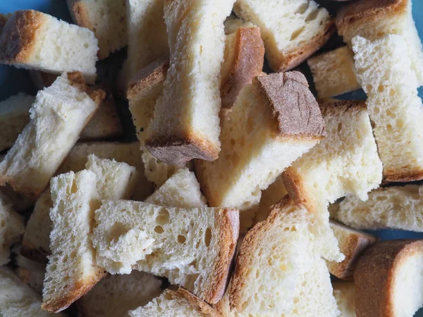 Гренки Поджаренного Жареного Хлеба Тарелке — стоковое фото