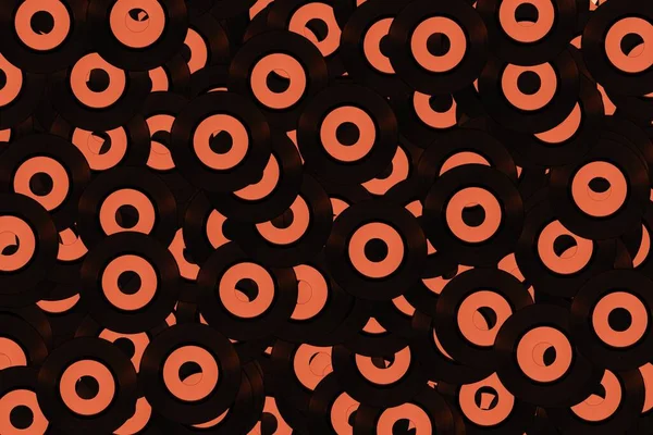 many vinyl records with orange label useful as a background