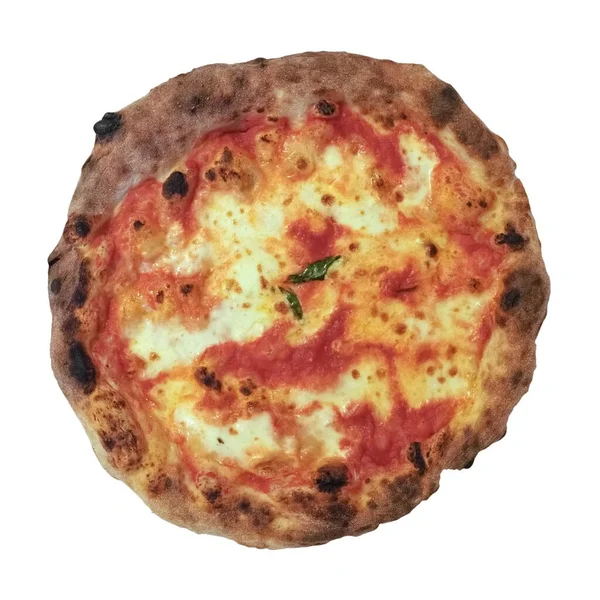 Pizza Margherita Comida Tradicional Italiana Horneada Aislada Sobre Fondo Blanco — Foto de Stock