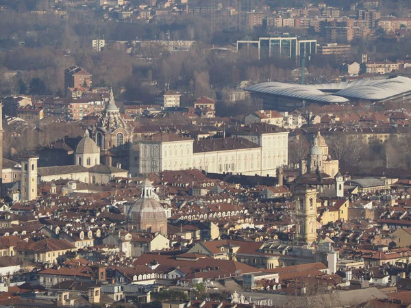 Vista Aérea Del Centro Ciudad Turín Italia Con Piazza Castello —  Fotos de Stock
