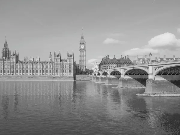 Дома Парламента Известные Вестминстерский Дворец Лондоне Великобритания Черно Белые — стоковое фото