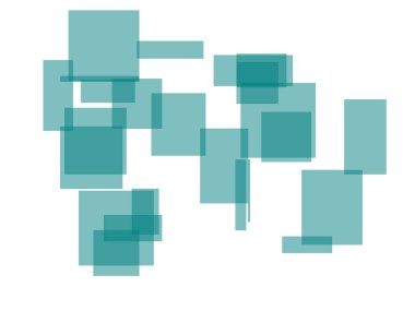 Kareler, dikdörtgenler ve beyaz arkaplanlı soyut minimalist yeşil çizim