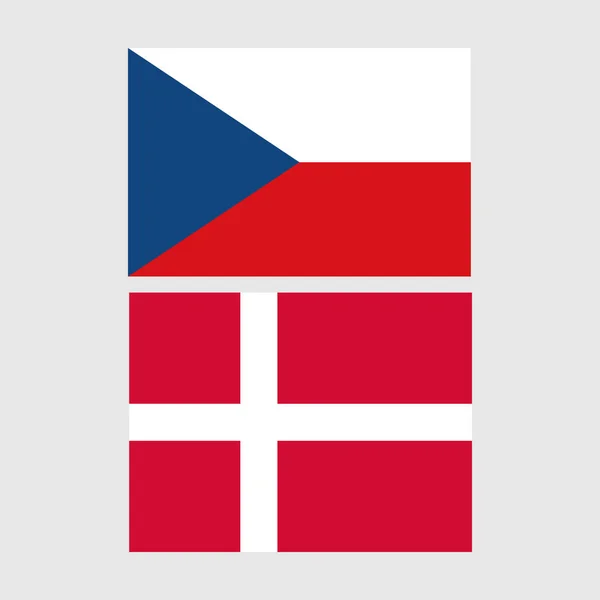 Σημαίες Της Τσεχικής Δημοκρατίας Και Της Δανίας Στην Ευρώπη — Φωτογραφία Αρχείου