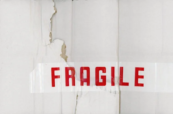 Fragile Label Cardboard Packet Box — Stock Photo, Image