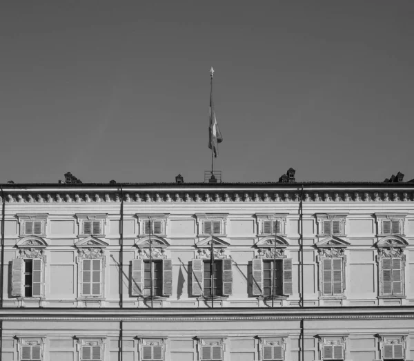 意大利都灵皇家宫 Palazzo Reale 白纸黑字 — 图库照片