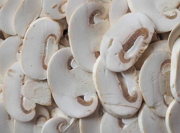 Agaricus Bisporus Aka Champignons Grzyby Żywności Przydatne Jako Tło — Zdjęcie stockowe