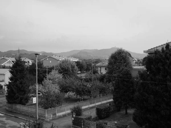 Vista Aérea Ciudad Settimo Torinese Italia Atardecer Blanco Negro — Foto de Stock