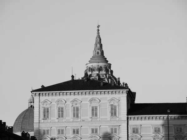 Palazzo Reale Μετάφραση Βασιλικό Παλάτι Στο Τορίνο Ιταλία Μαύρο Και — Φωτογραφία Αρχείου