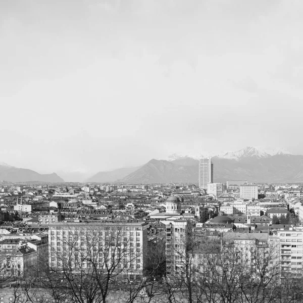 Vista Aérea Ciudad Turín Italia Blanco Negro — Foto de Stock