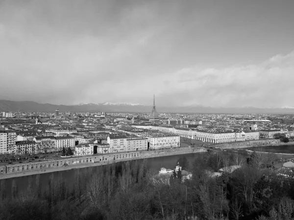 Vue Aérienne Ville Turin Italie Noir Blanc — Photo