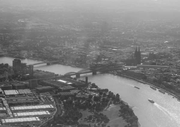 Vista Aérea Ciudad Koeln Alemania Blanco Negro — Foto de Stock