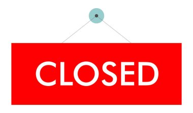 bir dükkan penceresi için kırmızı kapalı işareti