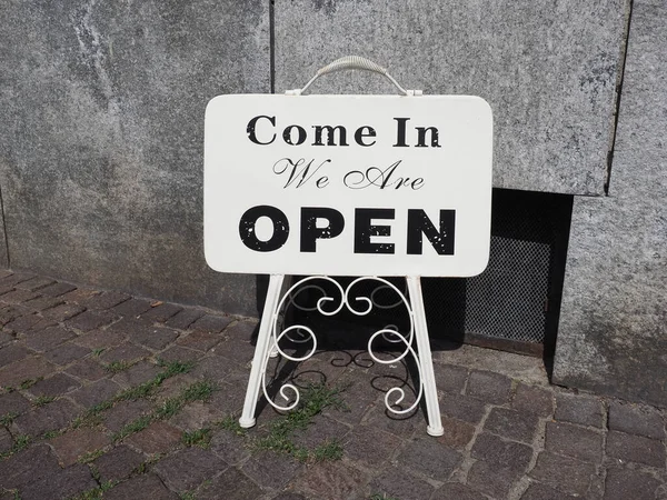Kom Binnen Zijn Open Winkel Restaurant Teken — Stockfoto