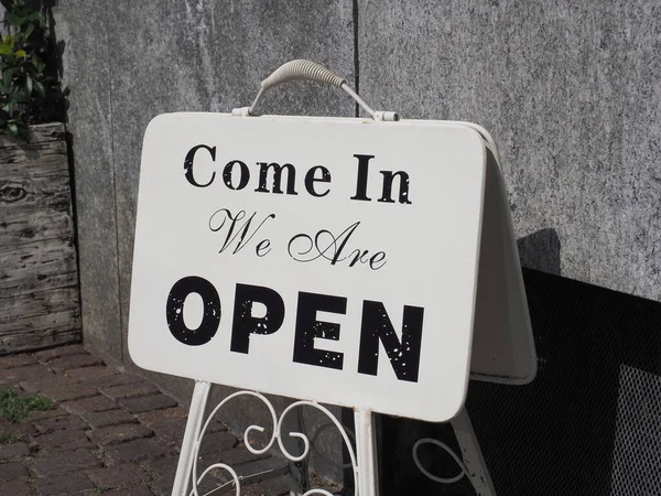 Kom Binnen Zijn Open Winkel Restaurant Teken — Stockfoto