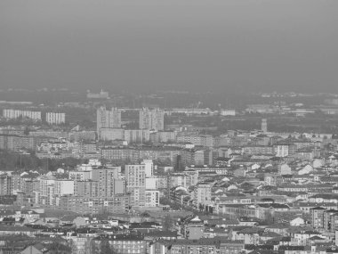 İtalya, Torino şehrinin siyah beyaz hava manzarası