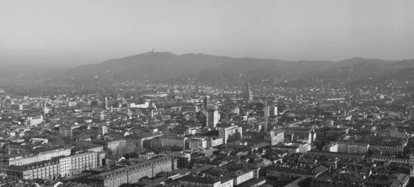 意大利都灵市全景全景全景全景 黑白照片 — 图库照片