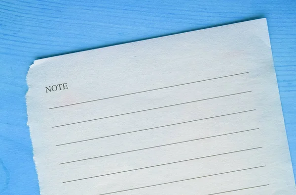 Blank Paper Page Notepad Copy Space Blue Wood Desktop Background — Stock Photo, Image