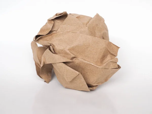 Crumpled Paper Ball Brown Paper Background — Stock Photo, Image