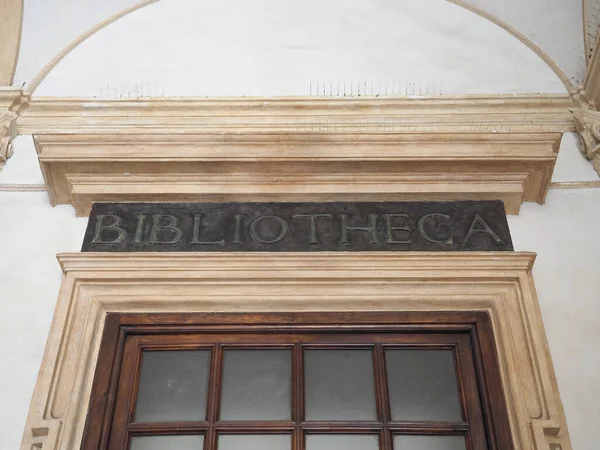 Panneau Latin Bibliotheca Traduction Bibliothèque Dessus Porte Ancienne — Photo