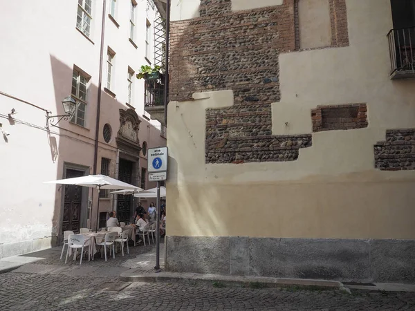 Torino Italia Circa Agosto 2021 Antico Muro Romano — Foto Stock