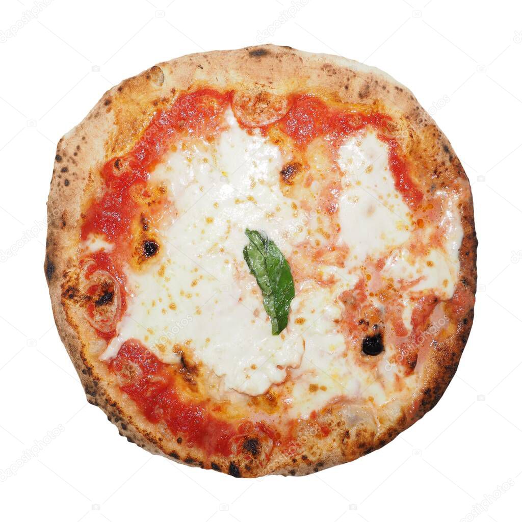 margherita pizza traditional Italian baked food isolated over white background