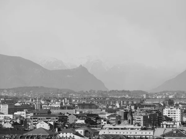 Flygfoto Över Staden Turin Italien Svartvitt — Stockfoto