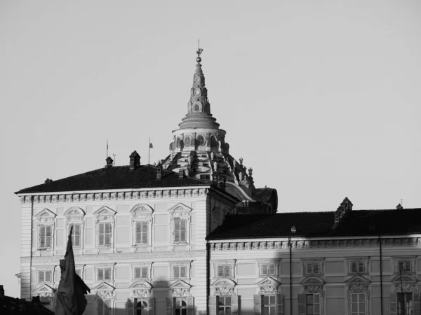 Palazzo Reale Fordítás Királyi Palota Torino Olaszország Fekete Fehér — Stock Fotó
