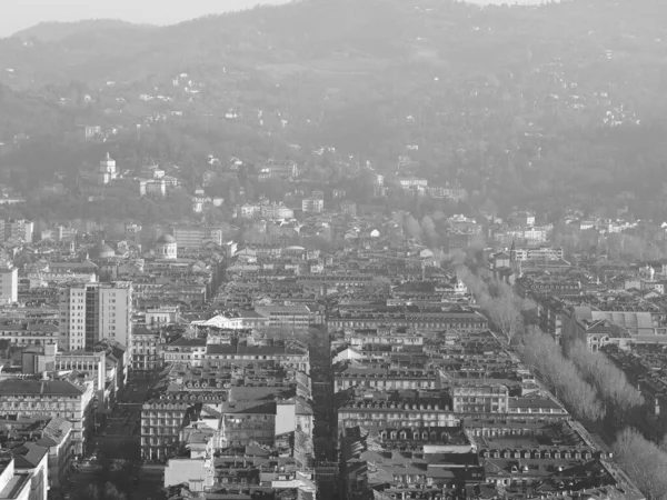 Widok Powietrza Miasto Turyn Włochy Czerni Bieli — Zdjęcie stockowe