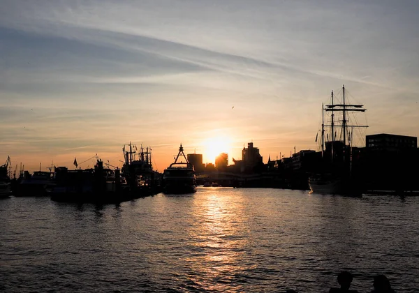 Vista Ciudad Hamburgo Alemania Atardecer — Foto de Stock
