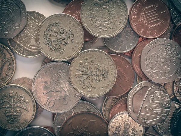 Ретро вигляд Фунтові монети — стокове фото