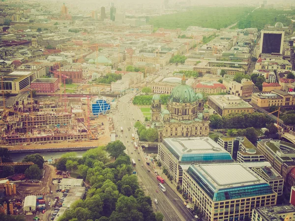 Retro look Berlin aerial view — Stock Photo, Image