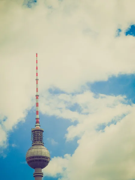 Wyglądowi retro tv tower berlin — Zdjęcie stockowe