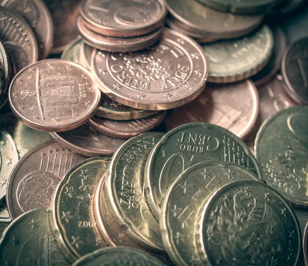 Euro-Münzen im Retro-Look — Stockfoto