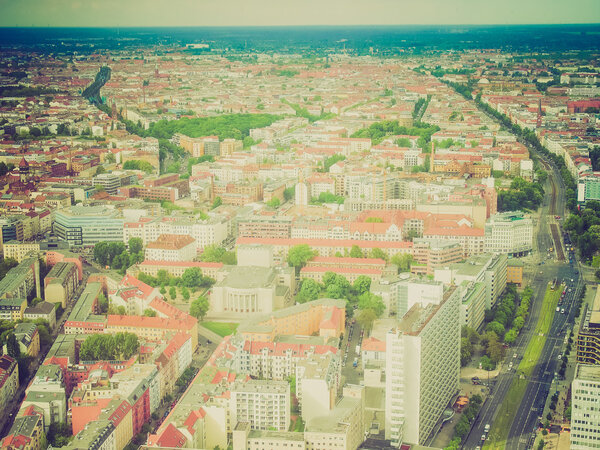 Vintage looking Aeria view of the city of Berlin in Germany