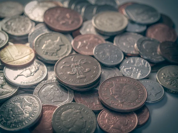 Retro look Pound coins — Stock Photo, Image