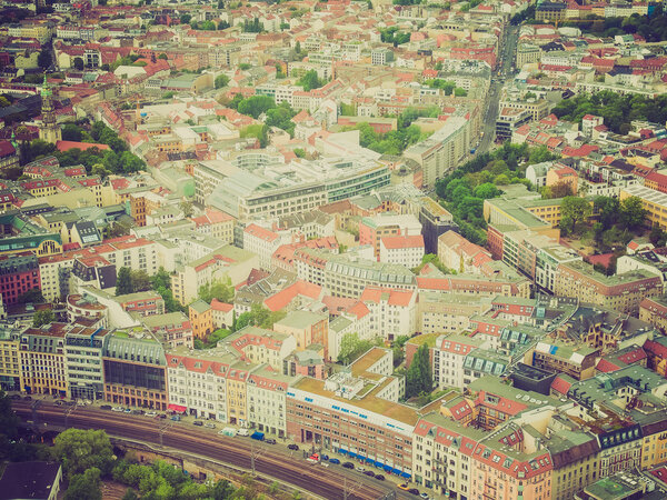 Vintage looking Aeria view of the city of Berlin in Germany