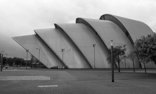 Black and white Scottish Exhibition and Conference Centre — Stock Photo, Image