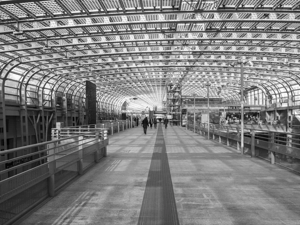 Black and white Torino Porta Susa station — Stock Photo, Image