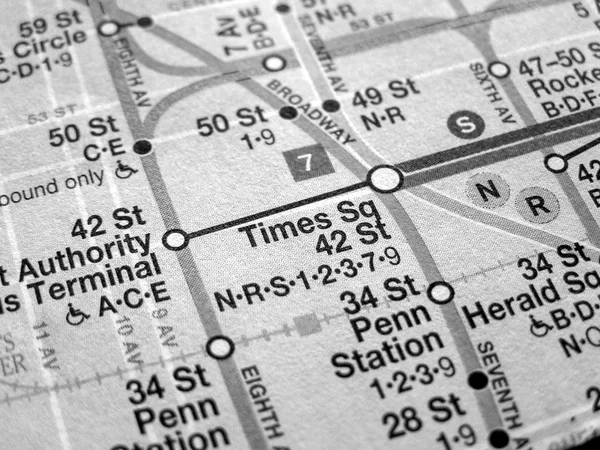 Mapa preto e branco do metrô de Nova York — Fotografia de Stock