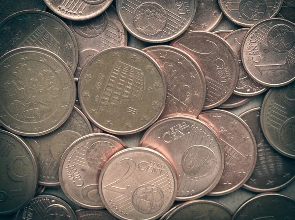 Ретро-взгляд на фоне монет евро — стоковое фото