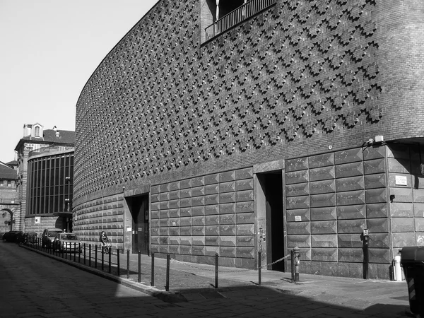 Black and white Teatro Regio royal theatre in Turin — Stock Photo, Image