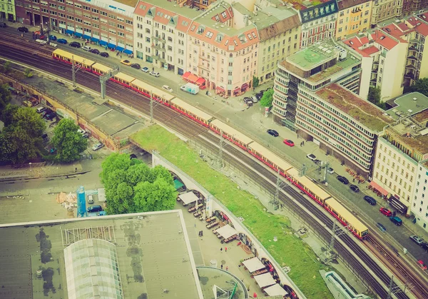 Retro look Berlin aerial view — Stock Photo, Image