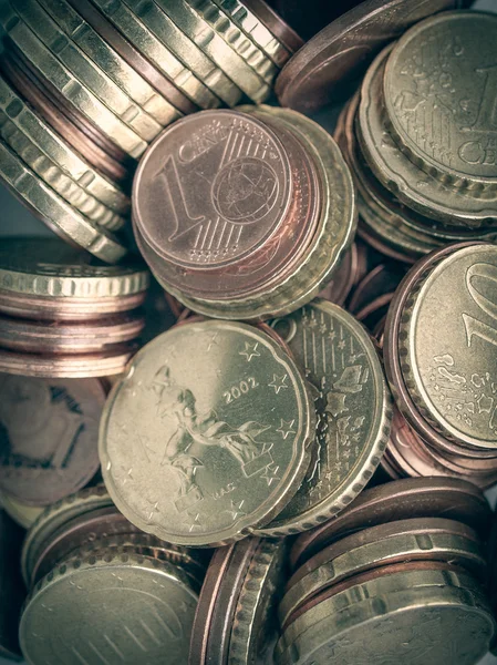 レトロな外観ユーロ硬貨の背景 — ストック写真