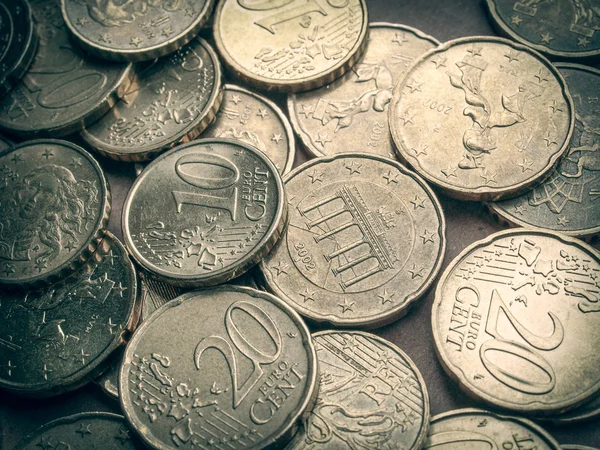 复古风格的欧元硬币背景 — 图库照片