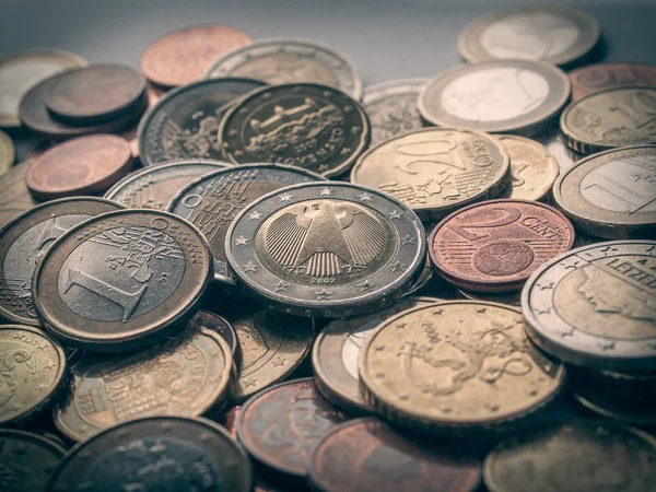 Retro look Euro coins — Stock Photo, Image