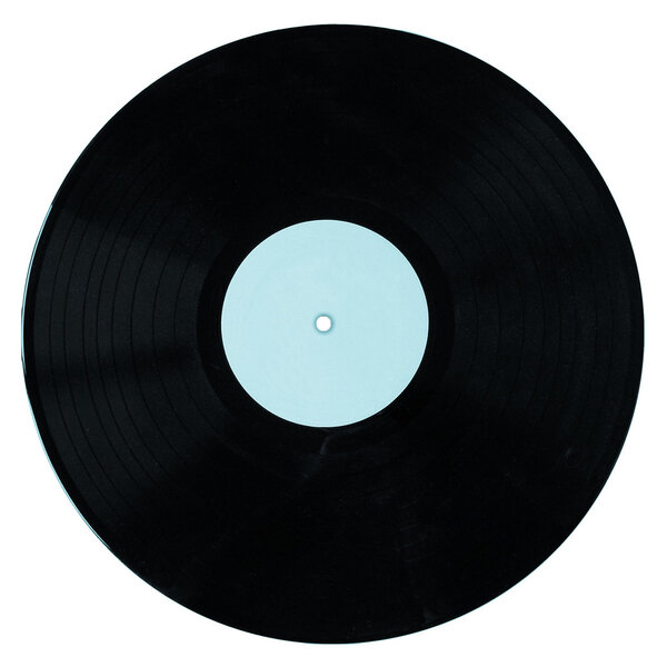 A vinyl record (music recording support) isolated on white - cool cyanotype