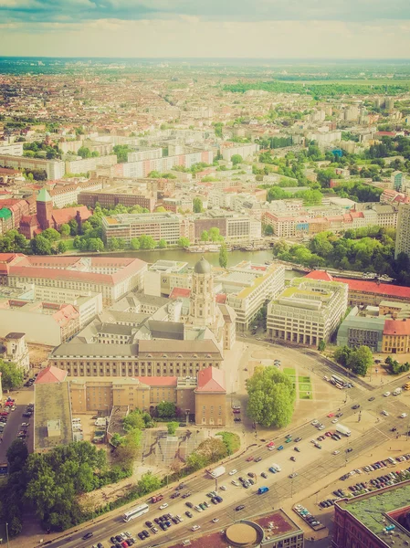 Retro look Berlin aerial view — Stock Photo, Image