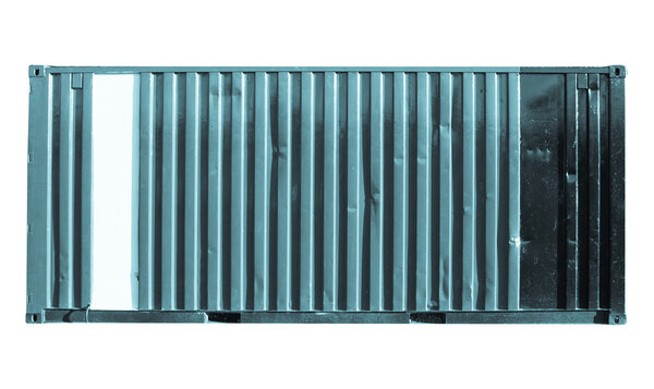 Container for freight shipping, isolated on white - cool cyanotype