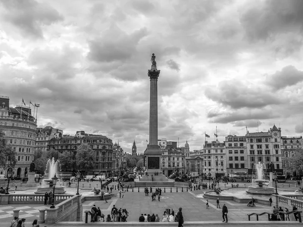 Preto e branco Trafalgar Square Londres — Fotografia de Stock