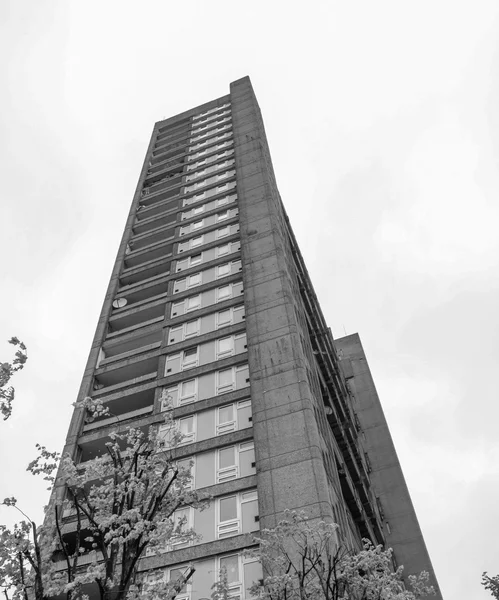 Czarno-białe balfron tower w Londynie — Zdjęcie stockowe